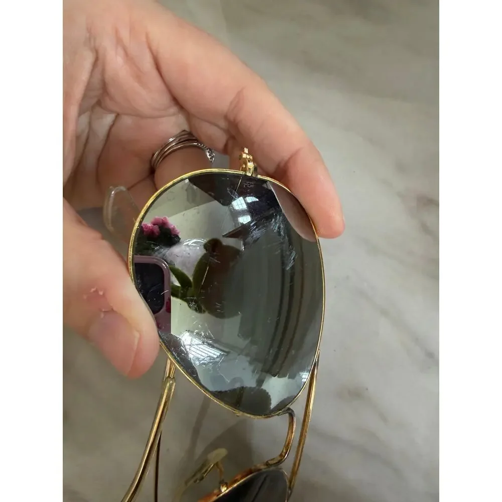 Vintage Ray Ban Gold Tone Metal Grey Polarized Aviator Sunglasses
